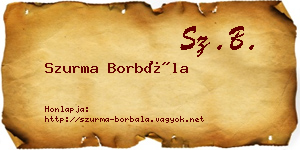 Szurma Borbála névjegykártya